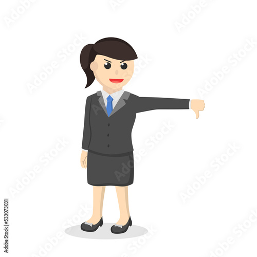 business woman secretary mocking pose design character on white background