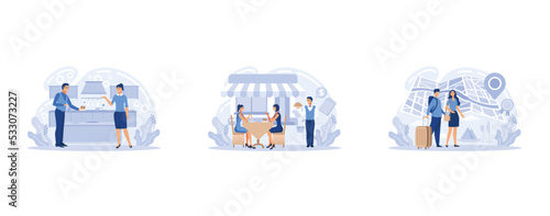 Home cooking, food festival, culinary tourism, food recipes, eating habit, world cuisine, gastronomy event, restaurant abstract metaphor, set flat vector modern illustration