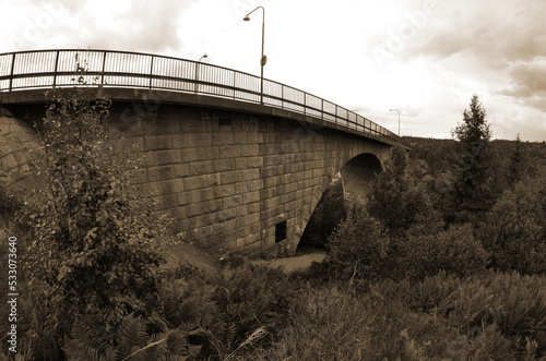 Bridge on the border of Norway and Sweden. Osfold Region, Norway