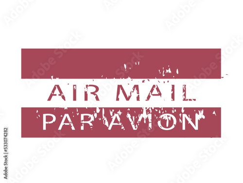 Red post mark. Air mail paravion. Graphic element for website, poster or banner. Letter and correspondence. Communication and distance interaption. Stamp and label. Cartoon flat vector illustration photo
