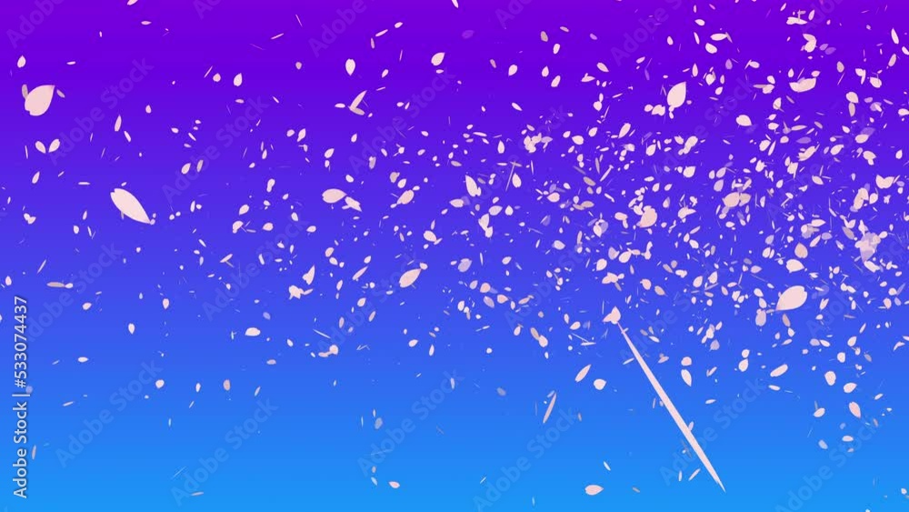 桜の花びら 舞う 桜吹雪 右 旋風02 【背景 グラデーション 紫】