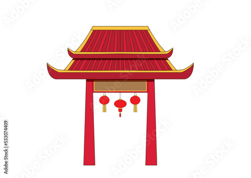 door facade china design on white background illustration vector
