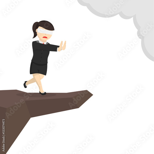 business woman secretary run to the edge design character on white background