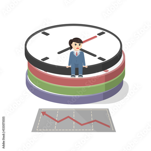 business woman secretary wasting time pensively design character on white background