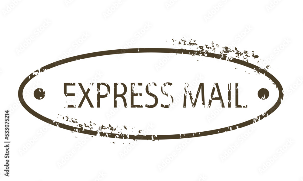 Black post mark. Oval stamp with inscription express mail and stars ...