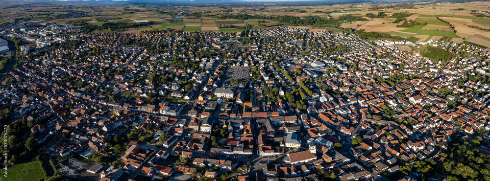 Aerial view of the city  Brumath  in France