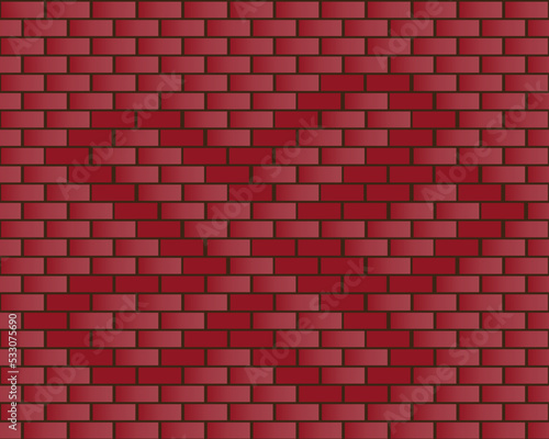 Red Seamless Color Brick wall Background. Vector Design.