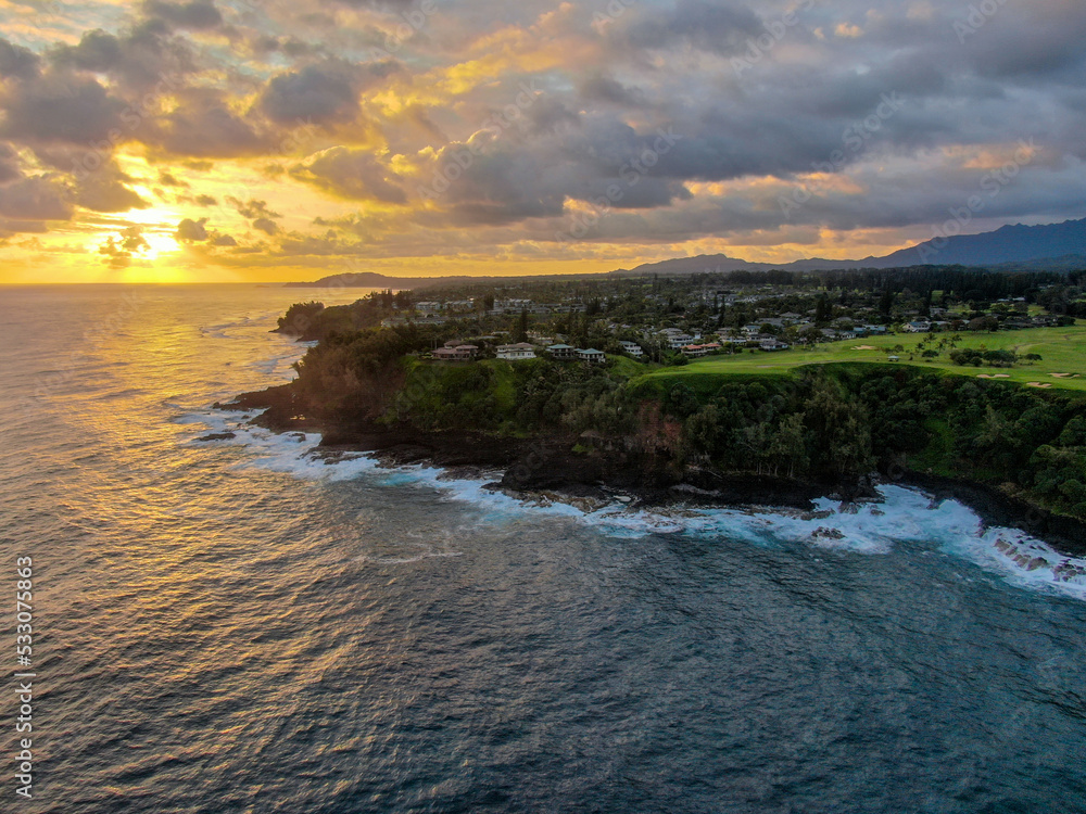 Sunrise over Princeville, Hawaiian Island of Kauai