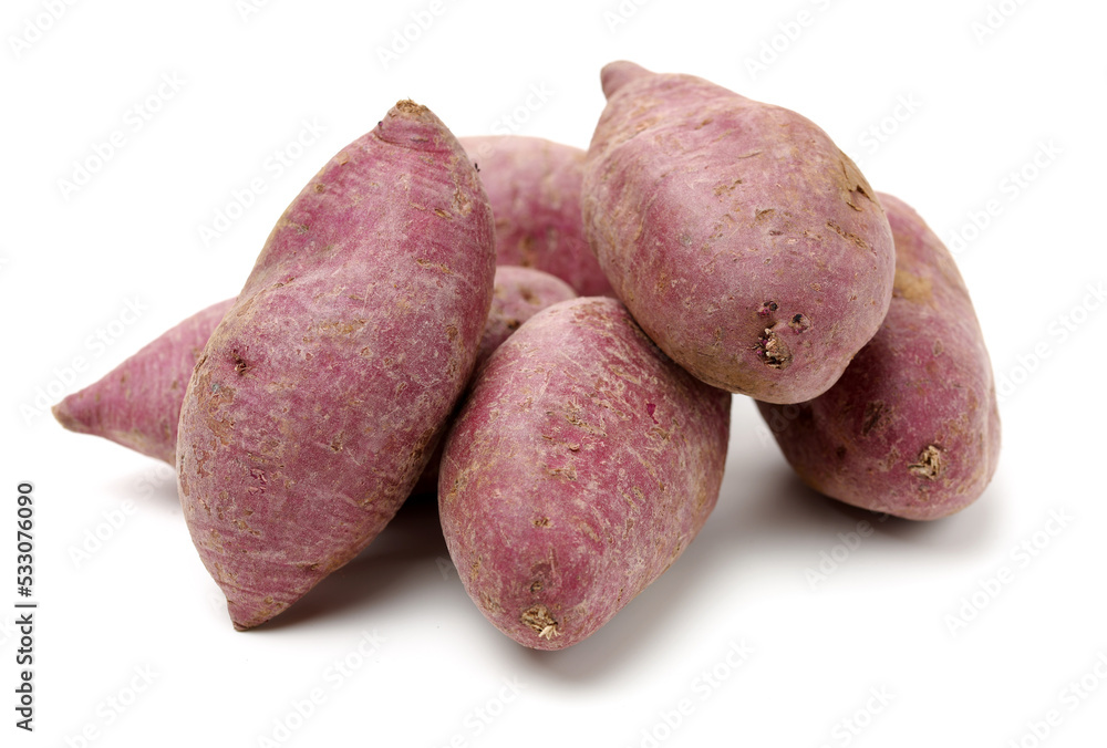 Purple Colored Sweet Potatoes on White background Purple Colored Sweet Potatoes on White background