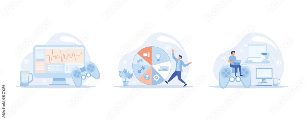 Daily schedule, daily affairs person, discipline indicators time for rest, work, sleep, food. Scheduling activities for day, time management, distribution of tasks, set flat vector modern illustration Daily schedule, daily affairs person, discipline indicators time for rest, work, sleep, food. Scheduling activities for day, time management, distribution of tasks, set flat vector modern illustration