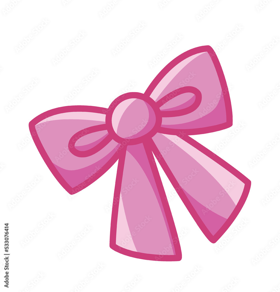 Fototapeta premium Princess bow icon. Pink clothing accessory, social media sticker. Fashion, style, elegance, beaty and aesthetics. Fantasy, dream, imagination and fairy tales. Cartoon flat vector illustration