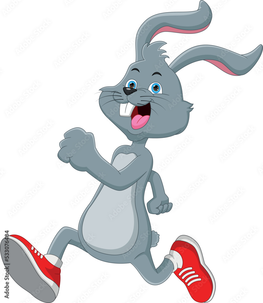 cartoon cute rabbit running Stock Vector | Adobe Stock
