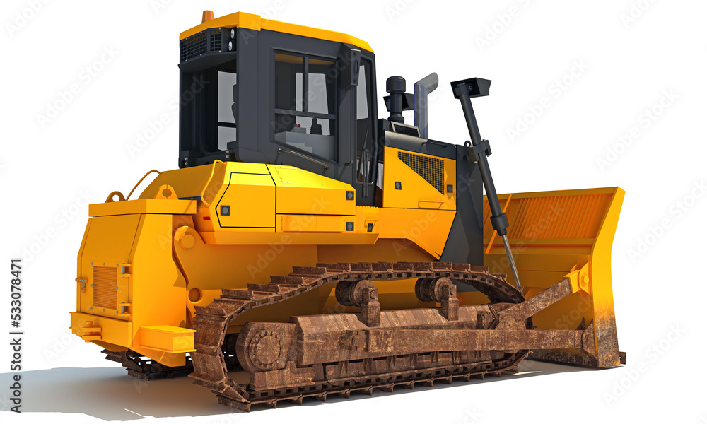 Obraz premium Waste Handler heavy machinery 3D rendering on white background