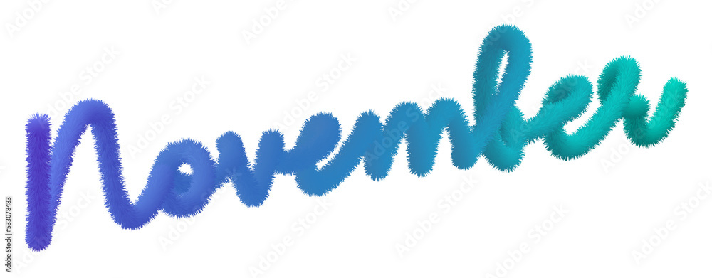 Furry names of the months of November. The fur alphabet is Gradient blue to green. Furry style soft and cute. Furry names of the months of November. The fur alphabet is Gradient blue to green. Furry style soft and cute.