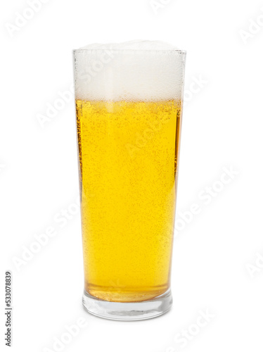 Glass of beer isolated on white.