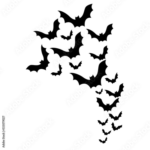 Silhouettes of bats Pinioned black flittermouse swarm.