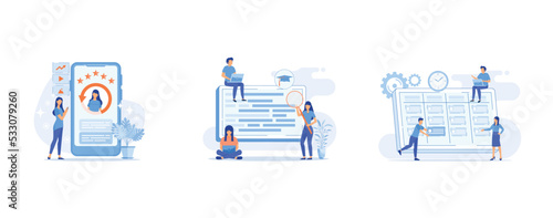 Online identity management abstract concept , IT management courses abstract concept, Task management abstract concept, set flat vector modern illustration