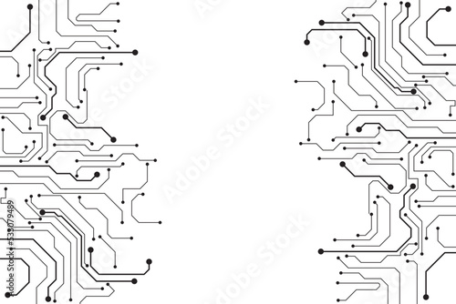 Abstract futuristic circuit board Illustration, Circuit board with various technology elements. Circuit board pattern for technology background. Vector illustration