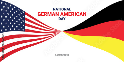 German American day 6 October banner, poster, social post, template, background with flag