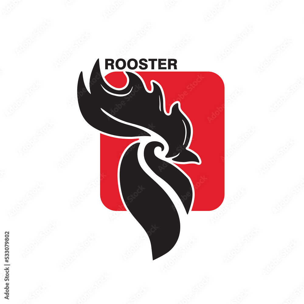 simple abstract roosteer head logo, silhouette of great cock head vector illustrations simple abstract roosteer head logo, silhouette of great cock head vector illustrations