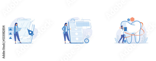 UI and UX design abstract concept , Microsite development abstract concept , Dental esthetic clinic abstract concept, set flat vector modern illustration
