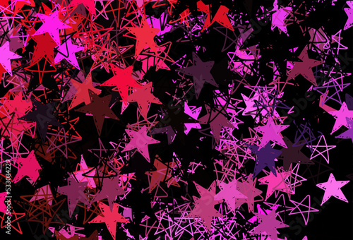 Dark Red, Yellow vector background with beautiful snowflakes, stars.