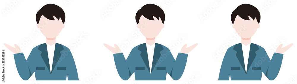案内をする人物のビジネスイラストセット 案内をする人物のビジネスイラストセット