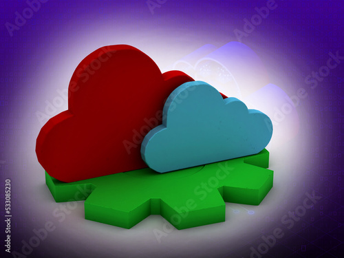 3d rendering Cloud online storage in background