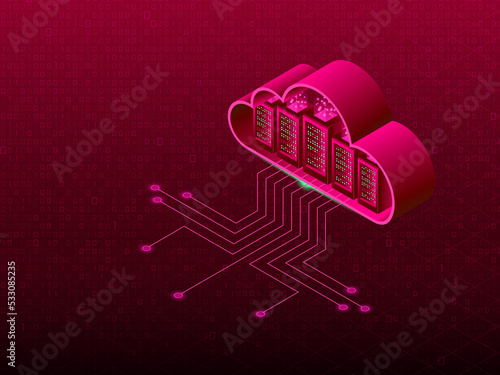 3d rendering Cloud online storage in background