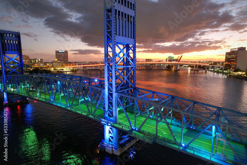 Main Street Bridge at Sunset, Jacksonville, Florida.  photo