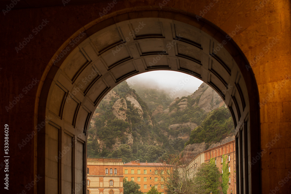 Archway at entrance to Montserrat Monastery