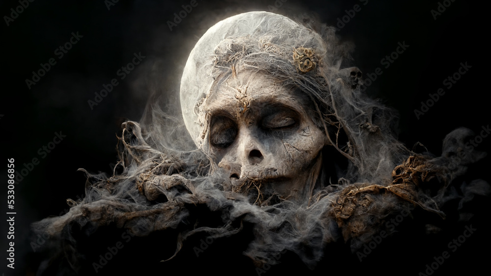 Obraz premium Abstract, surreal, creepy skull of smoke.Digital art