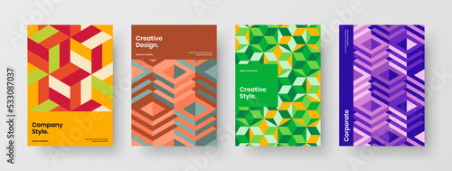 Original geometric pattern company identity layout bundle. Premium booklet design vector illustration collection.