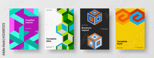 Free Download Creative book cover A4 design vector illustration set. Minimalistic mosaic pattern company brochure template composition. - GFXLoad
