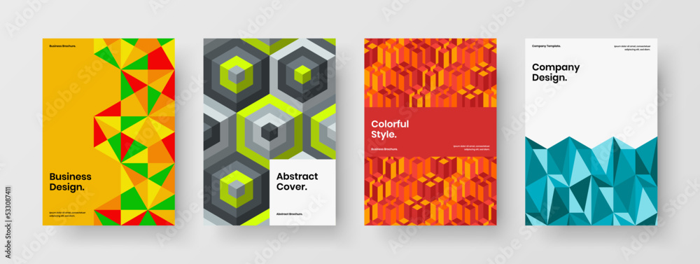 Fototapeta premium Modern cover A4 design vector layout collection. Simple mosaic shapes corporate identity concept composition.
