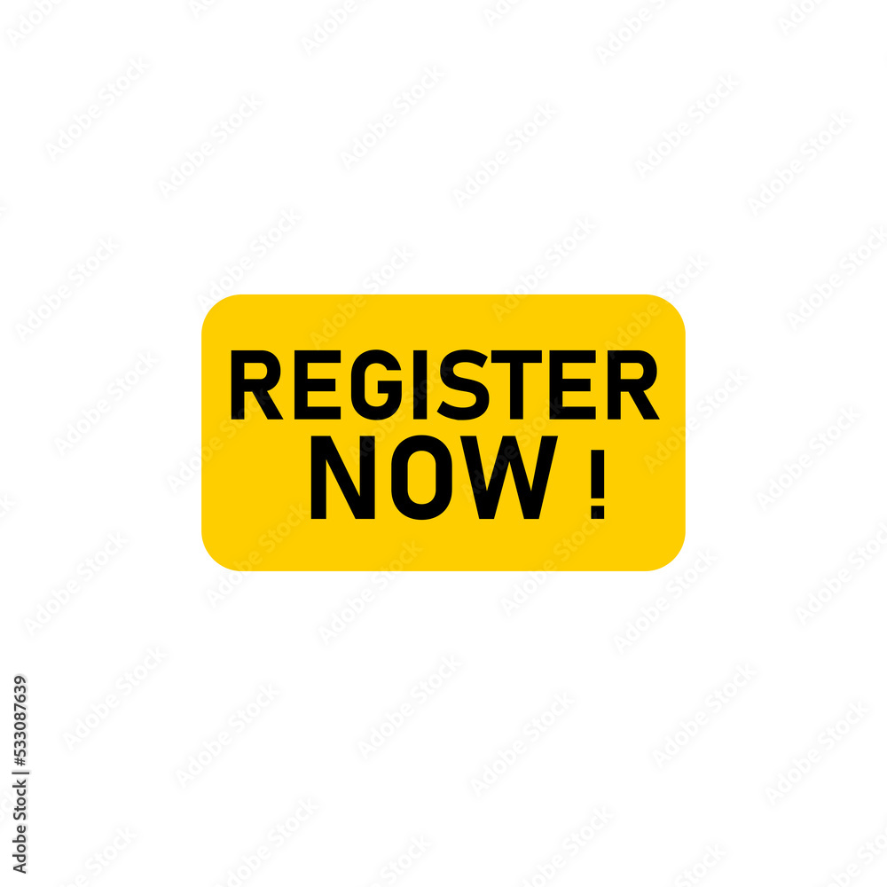 Illustration Register Now Speech Bubble Label Illustration Register Now Speech Bubble Label