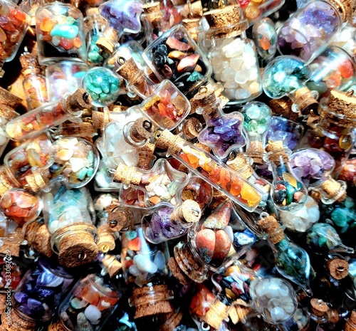 Mini stones in glass bottles