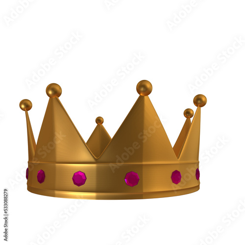 3d Golden Crown render with red diamond