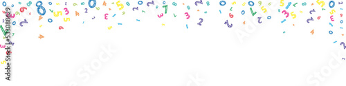 Falling colorful messy numbers. Math study concept with flying digits. Admirable back to school mathematics banner on white background. Falling numbers vector illustration.