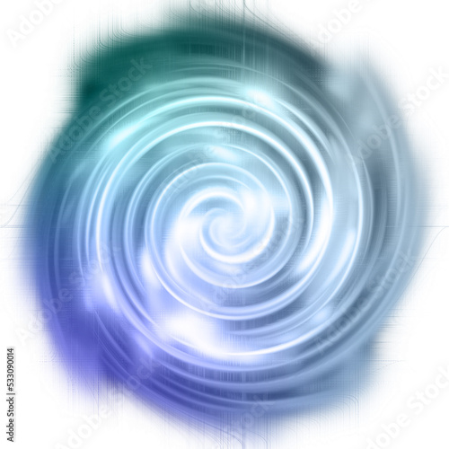 Abstract transparent iridescent swirl element.