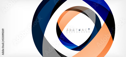 Color circle shapes, minimal geometric background. Trendy dynamic composition. Vector Illustration For Wallpaper, Banner, Background, Landing Page