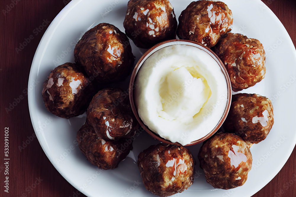 Pated Swedish meatballs and mashed potatoes, food photography and illustration Pated Swedish meatballs and mashed potatoes, food photography and illustration