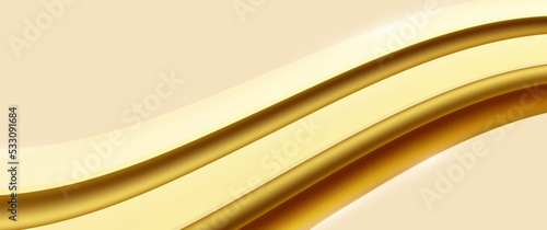 Abstract 3d golden wavy lines shape. Luxury background.Website  banner and brochure background. Vector illustration