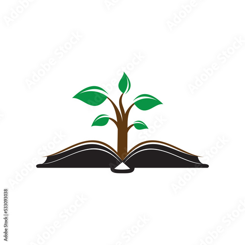 Plant With Book Education Logo Template.