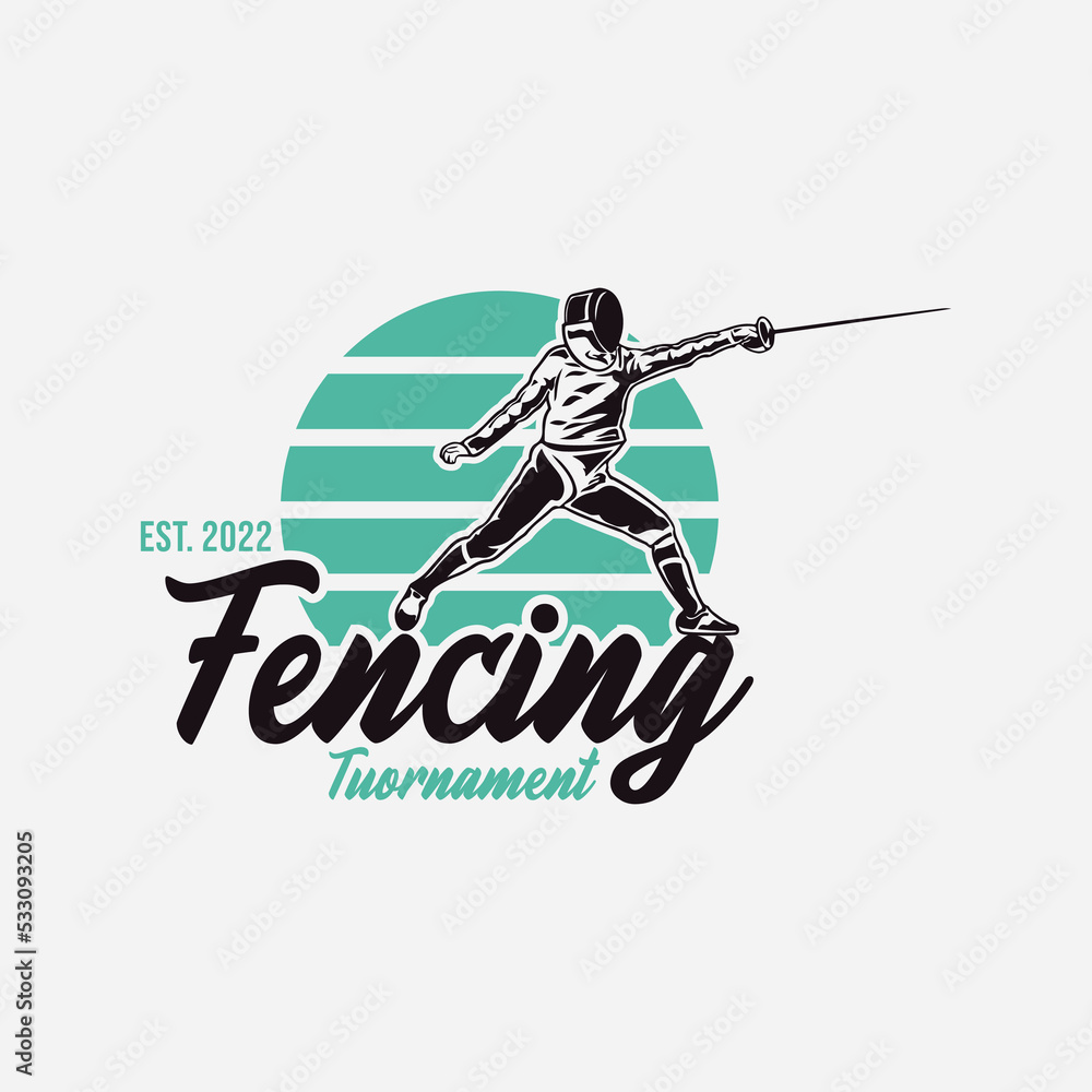 Fototapeta premium Fencing tournament logo design template