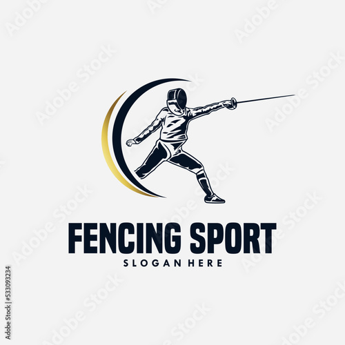 Fencing Sport logo design template