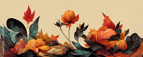 Autumn floral decoration as panorama background