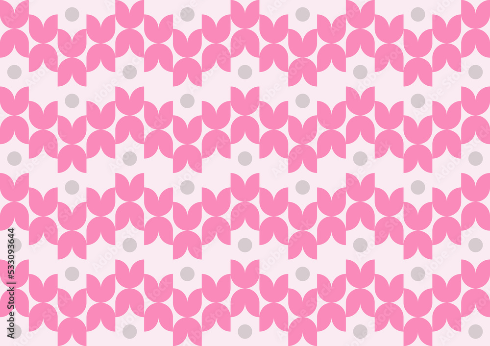 Repetition of pink tulip flowers shape in zigzag.