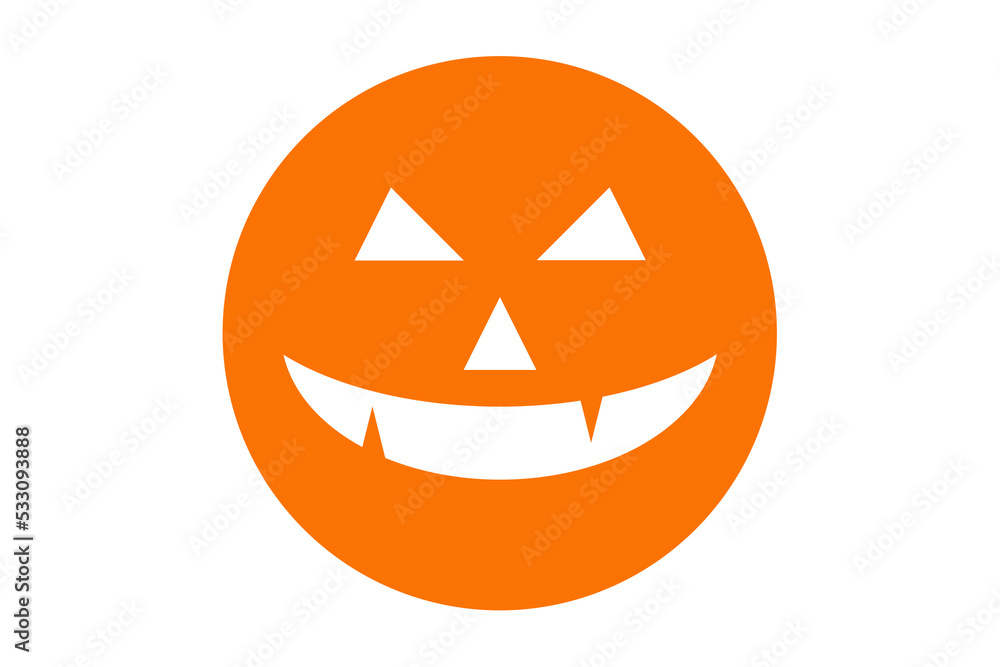 Close up of devil's smile cartoon of Halloween pumpkins in orange color on white background. Template for background and fabric Close up of devil's smile cartoon of Halloween pumpkins in orange color on white background. Template for background and fabric