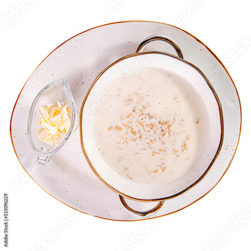 Portion of oatmeal porridge with butter